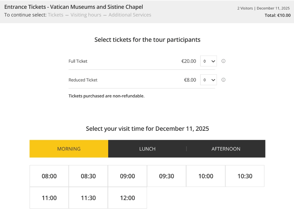 Official website sells non-refundable tickets
