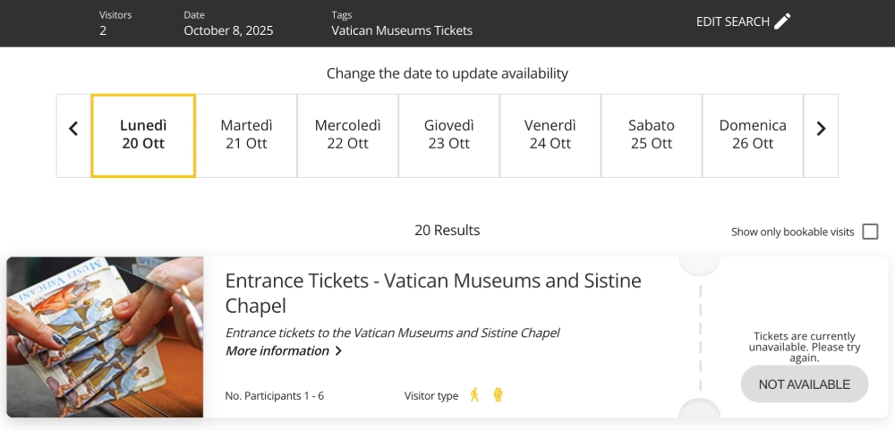 Vatican Museum tickets sold out on official website